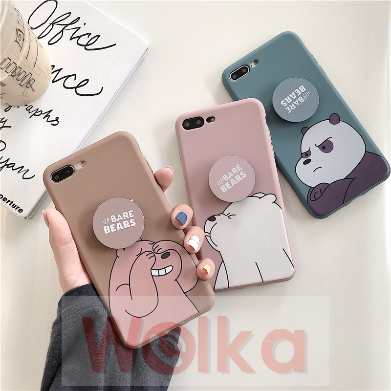 Ốp lưng mềm có phụ kiện đỡ hình We Bare Bears cho Xiaomi Redmi 4A 5A 6A S2 4X 5plus Redmi Note 4 4X 5 5pro 6 6pro 7