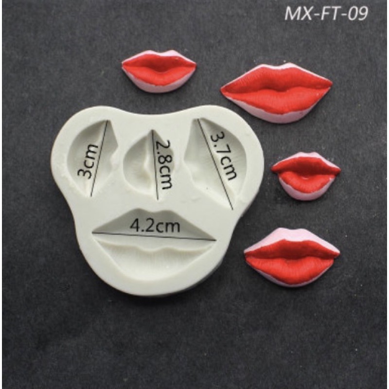 silicon hình môi làm bánh( khuôn màu trong)