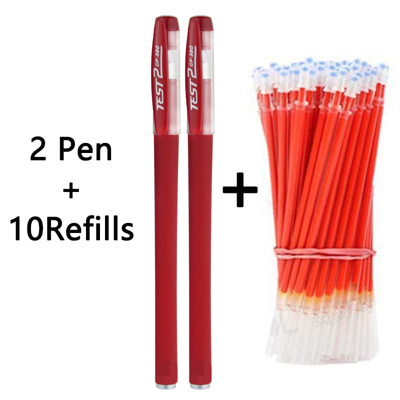 Set 2 Bút Bi + 10 Lõi Mực Thay Thế Kích Thước 0.5mm Tiện Dụng Cho Văn Phòng Và Trường Học