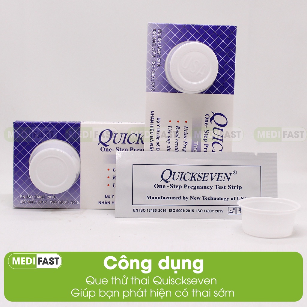 Que thử thai Quickseven - Nhanh, chính xác - giao hàng kín đáo, che tên - Hộp 24 que test