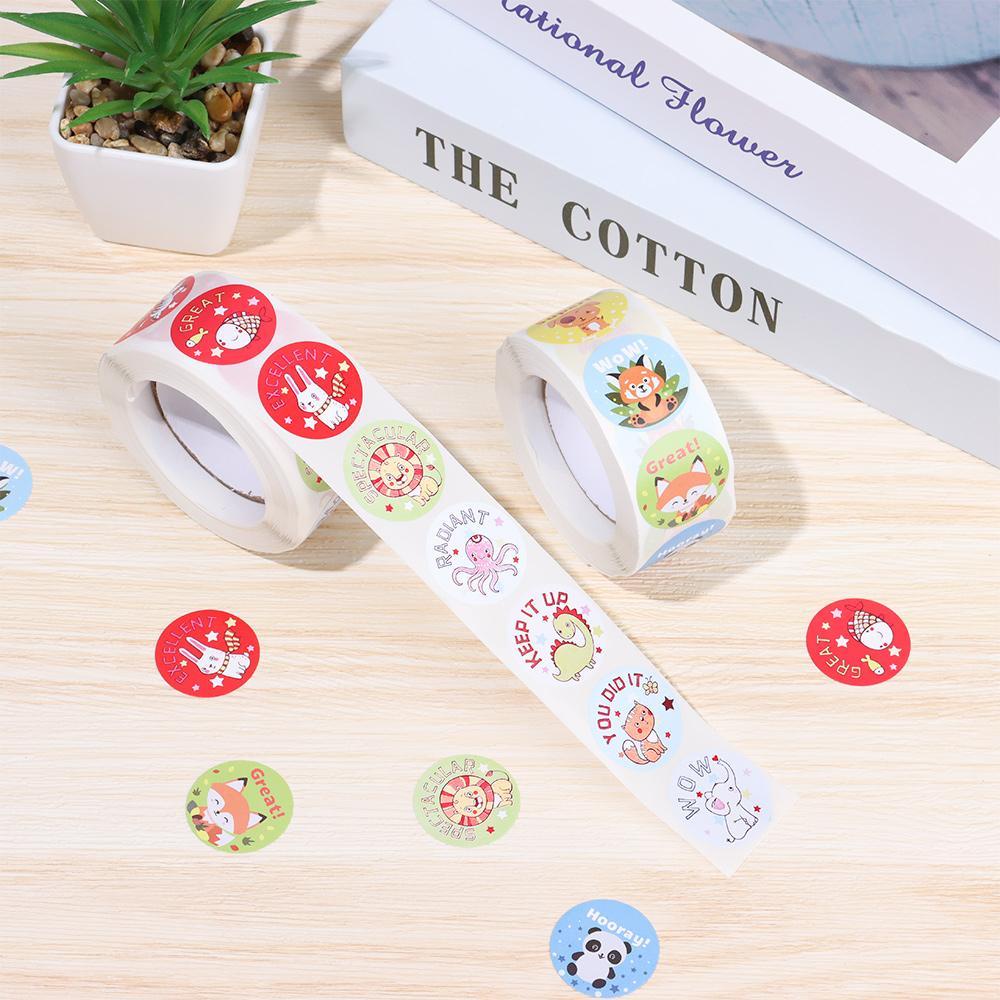 Cuộn 500 Nhãn Dán Khen Thưởng Hình Động Vật Dễ Thương Cho Bé|Nhãn Dán Đánh Dấu Tiện Dụng