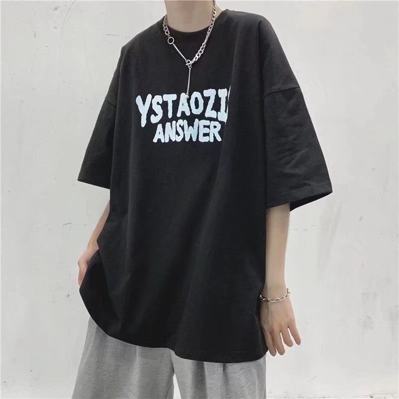 Áo Thun Tay Ngắn Dáng Rộng In Chữ Phong Cách Hip Hop Nhật Bản Thời Trang Cho Nam Và Nữ Size M-8XL