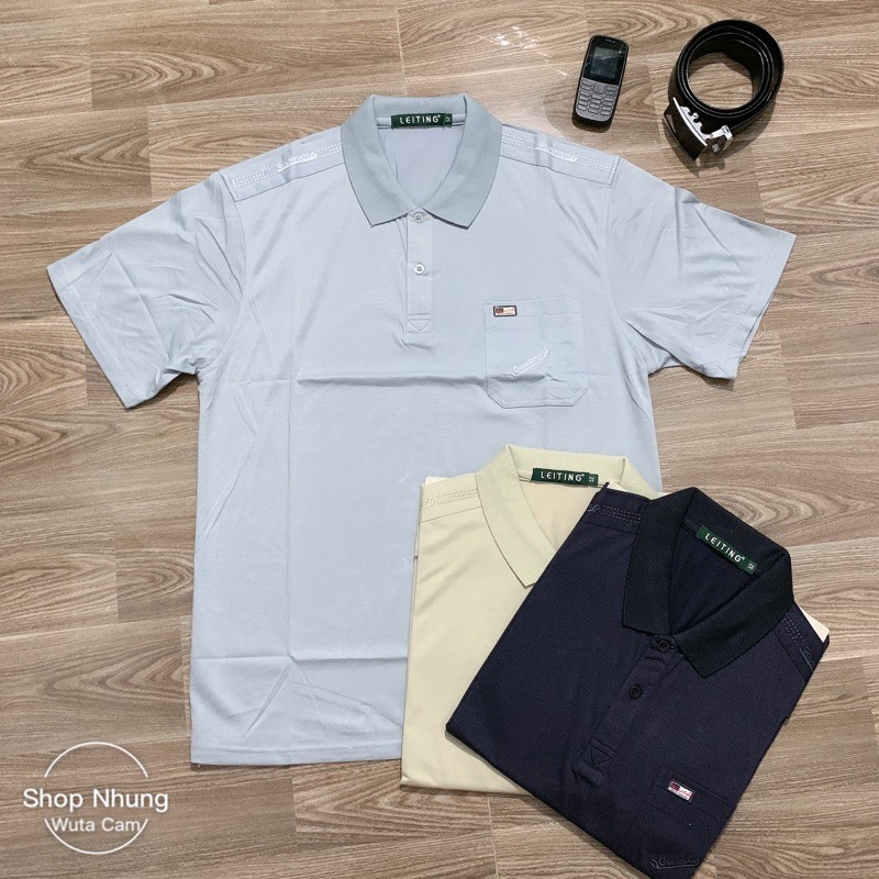 [TẶNG BỐ] Áo polo thun cộc tay nam trung niên (loại màu trơn) có size cho người 90kg