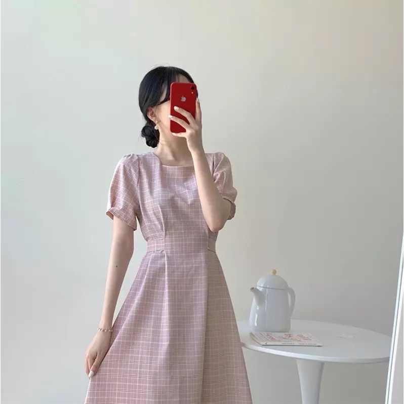 🎀 N98  Đầm | Váy công sở ulzzang hoạ tiết caro siêu xinh siêu sang chảnh CÓ ẢNH THẬT