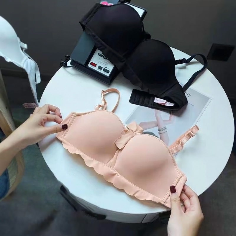 Áo lót chống tuột cup ngang thắt nơ vải su siêu mịn