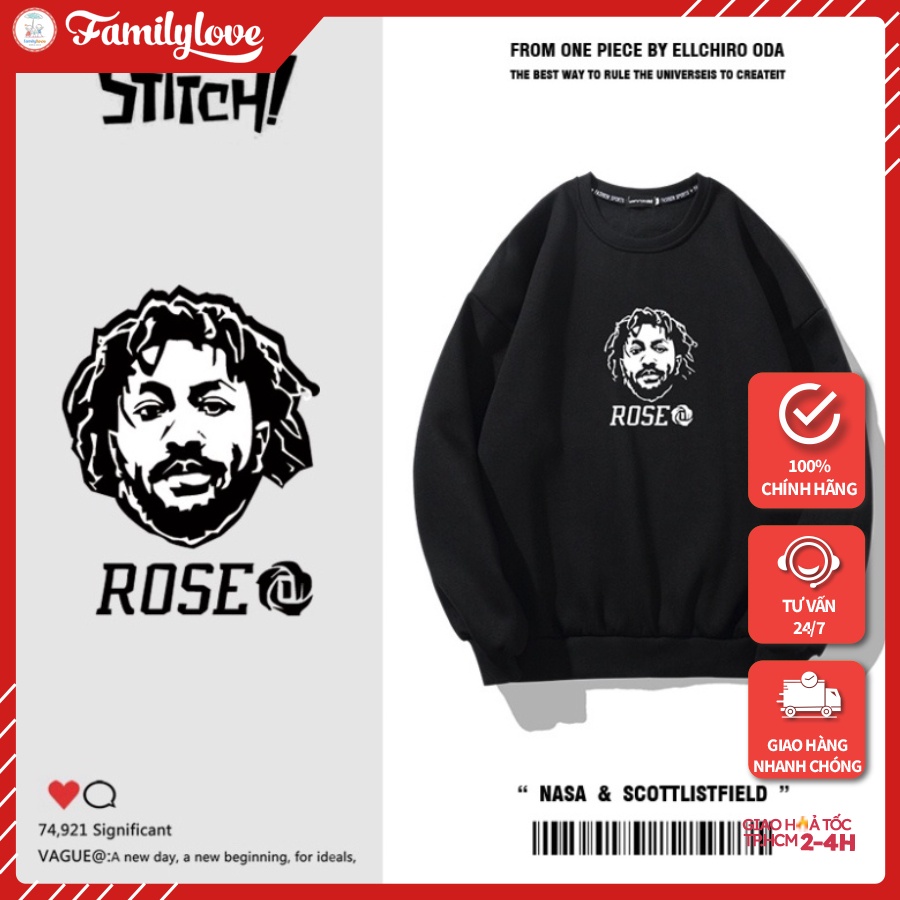 Áo Sweater Nỉ Cho Nam Happyfamily Form Rộng Familylove – Set Hình Người Chữ Rose Cool Ngầu 3 Màu Trắng Đen Xám