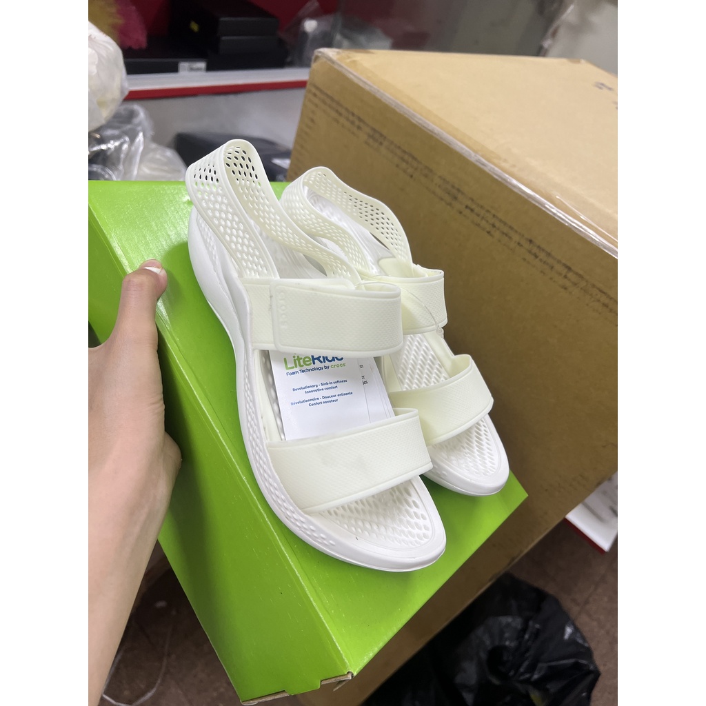 Giày Sandal Crocs Literide Nữ, Quai Ngang Nhẹ Ôm Chân, Đế Êm Chống Trơn Trượt