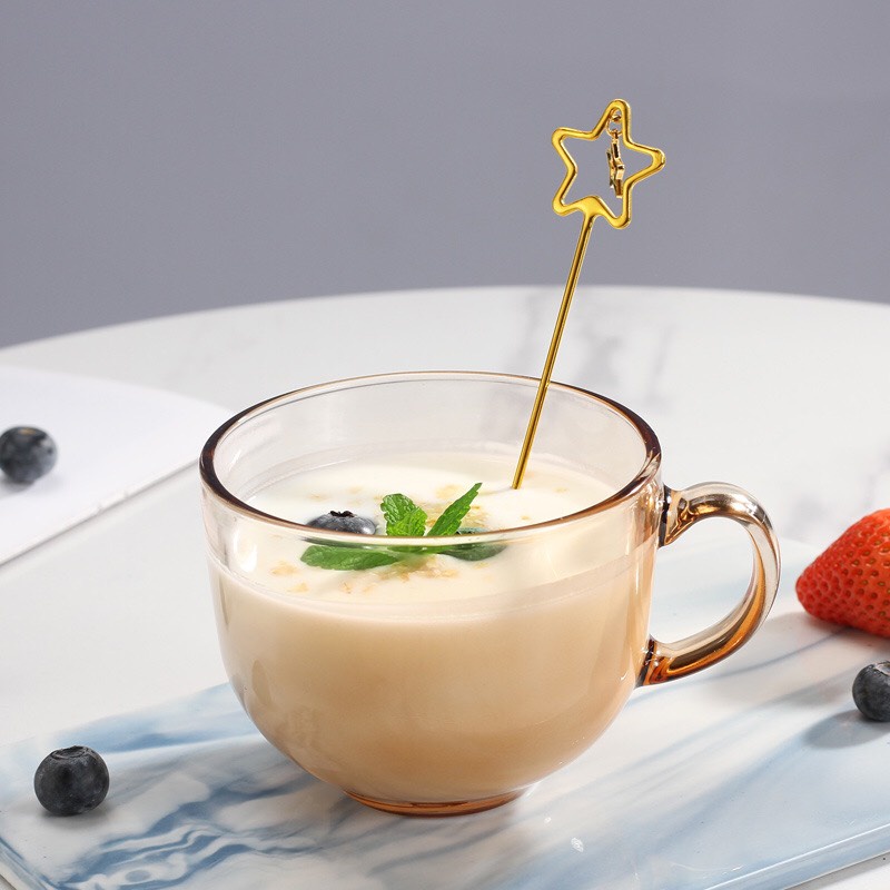 Cốc thủy tinh trong suốt màu hổ phách sang trọng, tách uống nước dung tích 410ml