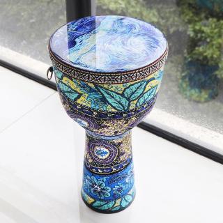 Trống Djembe châu Phi 9 inch bằng vải PVC họa tiết nghệ thuật độc đáo cho mọi lứa tuổi