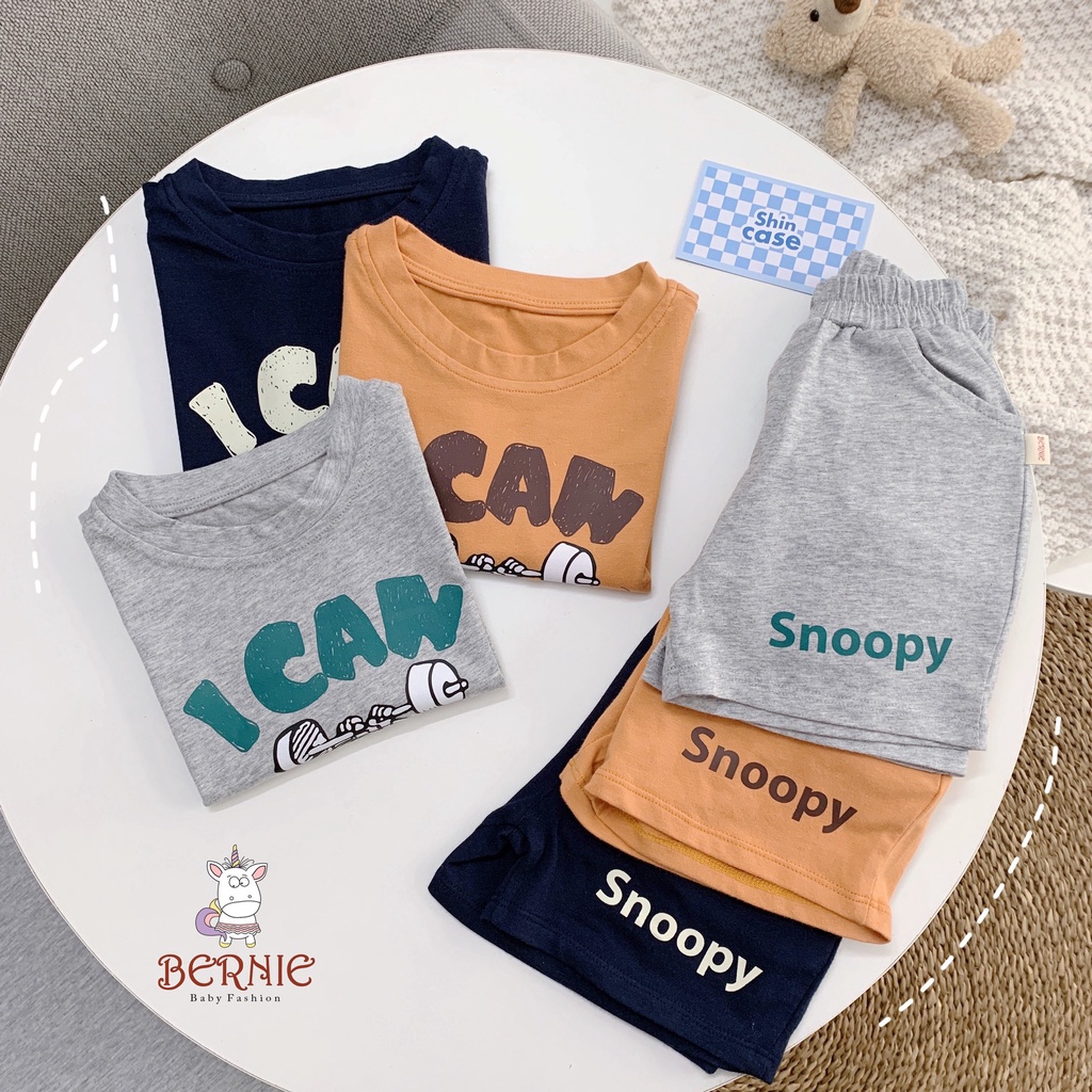 Bộ cotton mềm mát unisex cho bé, bộ thun cộc tay vải cotton mềm đẹp