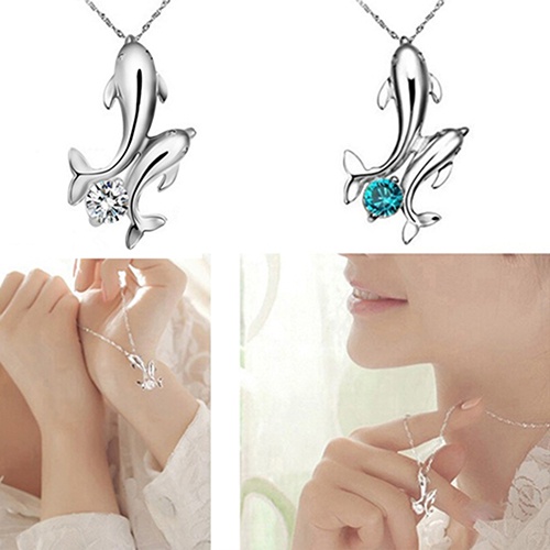 Vòng cổ mạ bạc mặt hình hai chú cáo heo dễ thương thanh lịch cho nữ