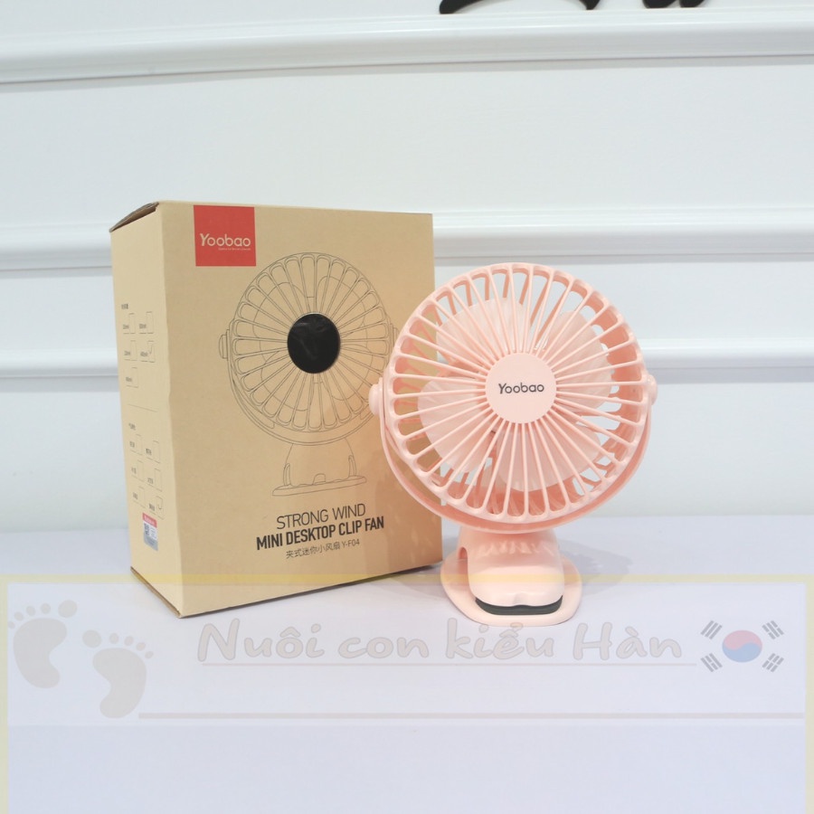 Quạt Kẹp Tích Điện Mini Yoobao 6400mah kẹp Bàn, Xe đẩy, Nôi Cũi, Sử Dụng Phòng Ngủ, Đi Du Lịch