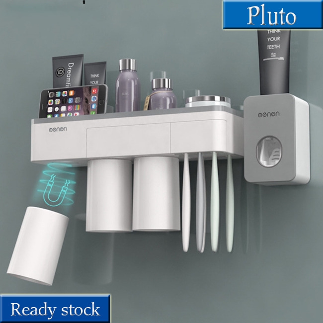 Magnetic Adsorption Cup Inverted Toothbrush Holder Set for Makeup Cleanser Phone Toothpaste Storage