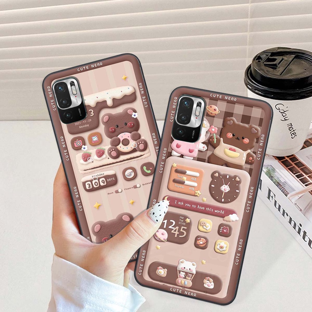Ốp lưng Xiaomi Redmi Note 10 5G in hình gấu cute,bò sữa 3D cute dễ thương bảo vệ điện thoại.