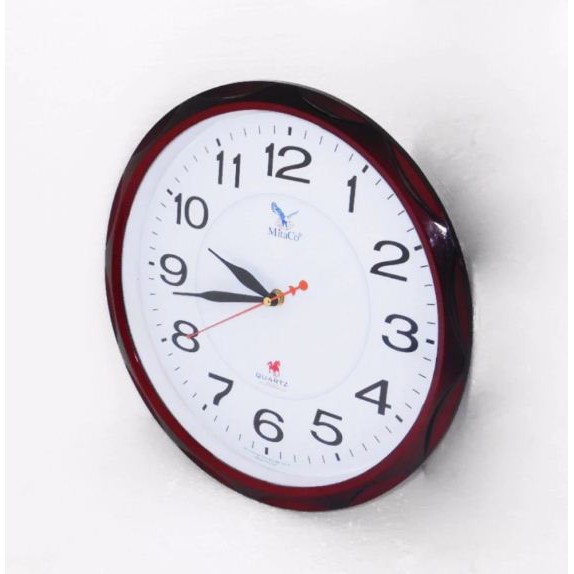 Đồng hồ tròn treo tường MitaCo (M80) 34cm nâu+ Tặng 01 máy đồng hồ treo tường