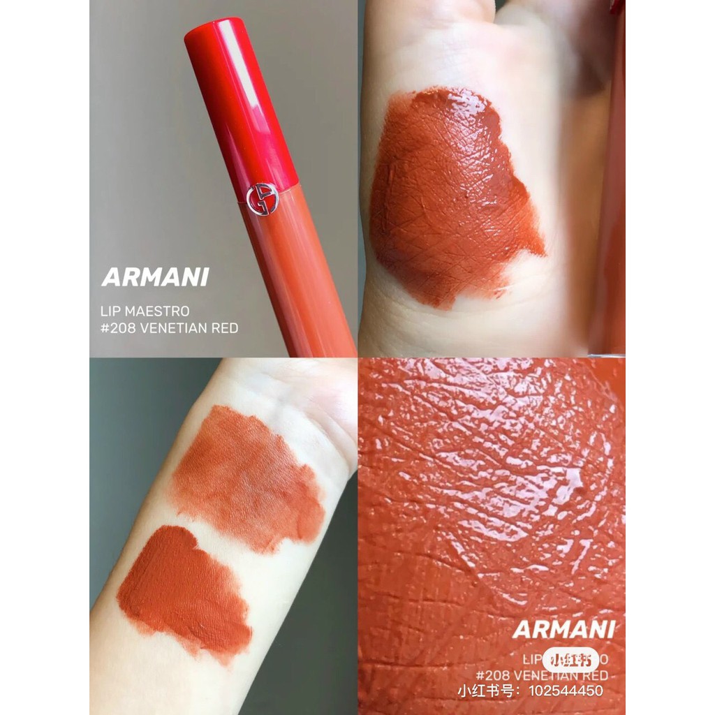 Giorgio Armani- Son kem Intense Velvet Color 208 Venetian Red  ml full  size - Son kem 