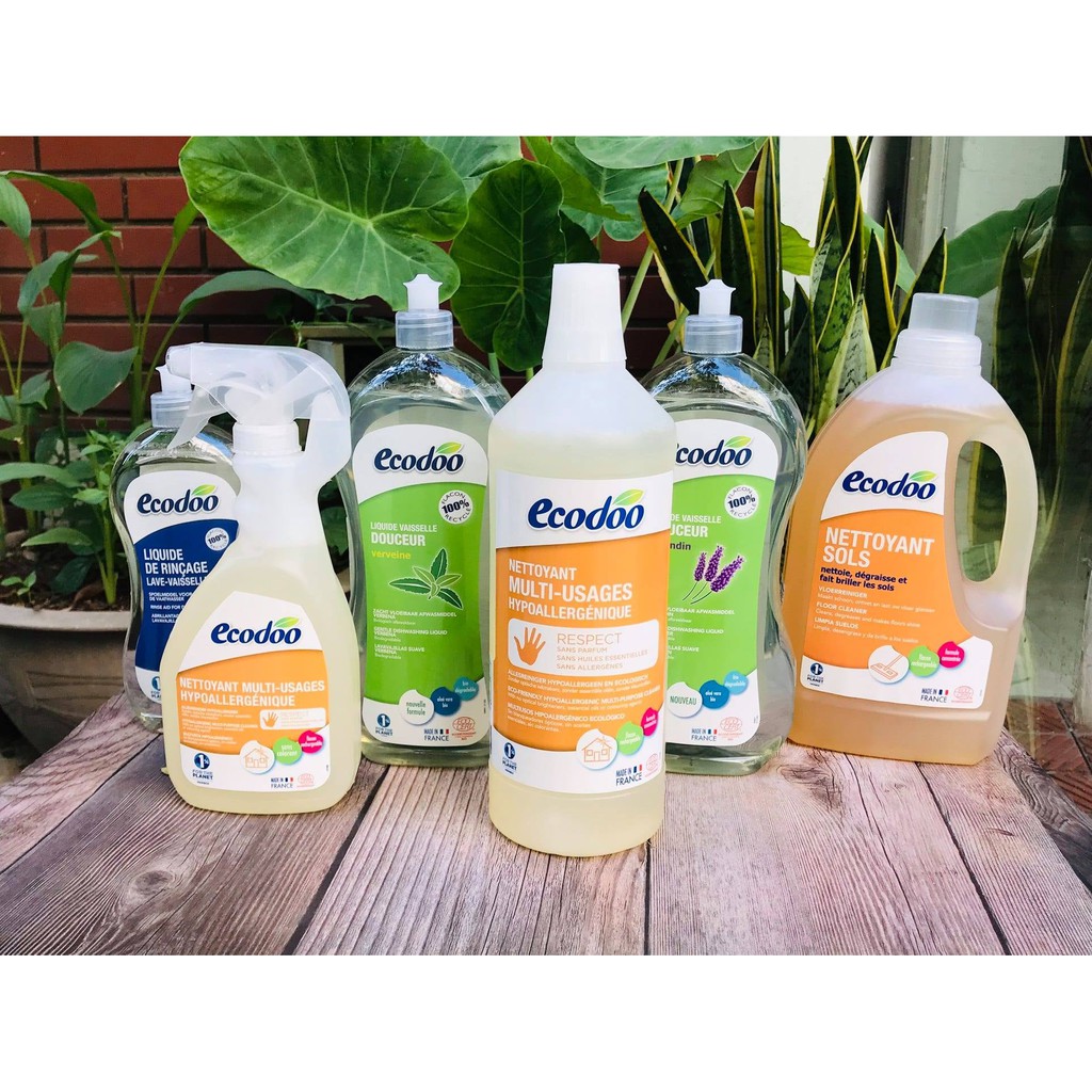 Nước rửa chén hương Lavender Ecodoo 1L (hữu cơ sinh học) (đậm đặc) Organic Gentle lavender dishwashing liquid