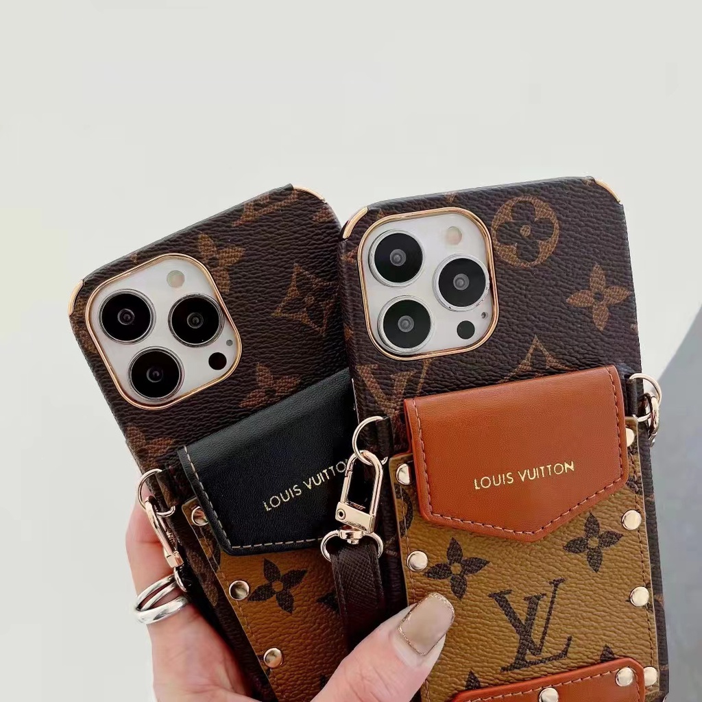Ốp lưng I.P L V 13 pro max, 12promax, 11promax túi ví kèm dây đeo