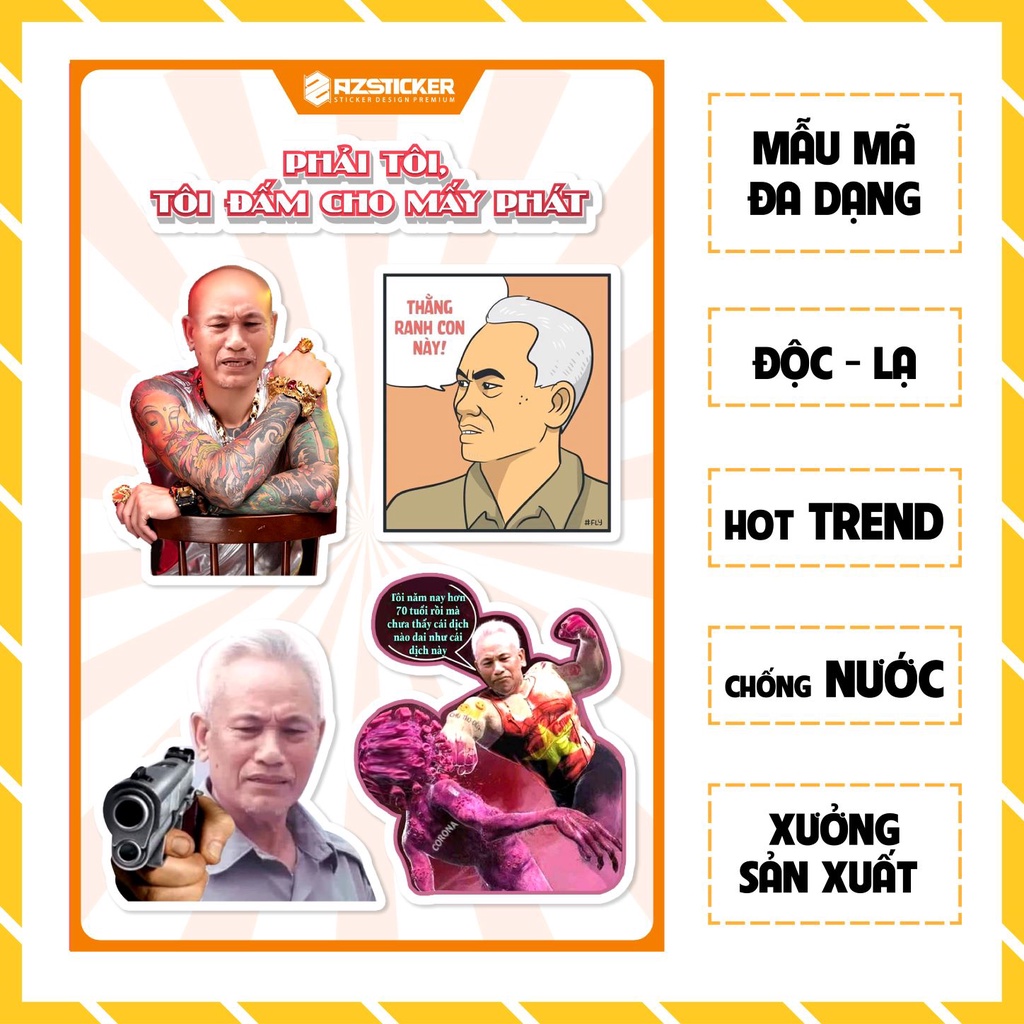 Hình Dán Sticker Meme Giang Hồ Mạng Chế | Sticker Dán Mũ Bảo Hiểm Chống Nước Tại Azsticker Kích Thước Từ 6 - 10Cm