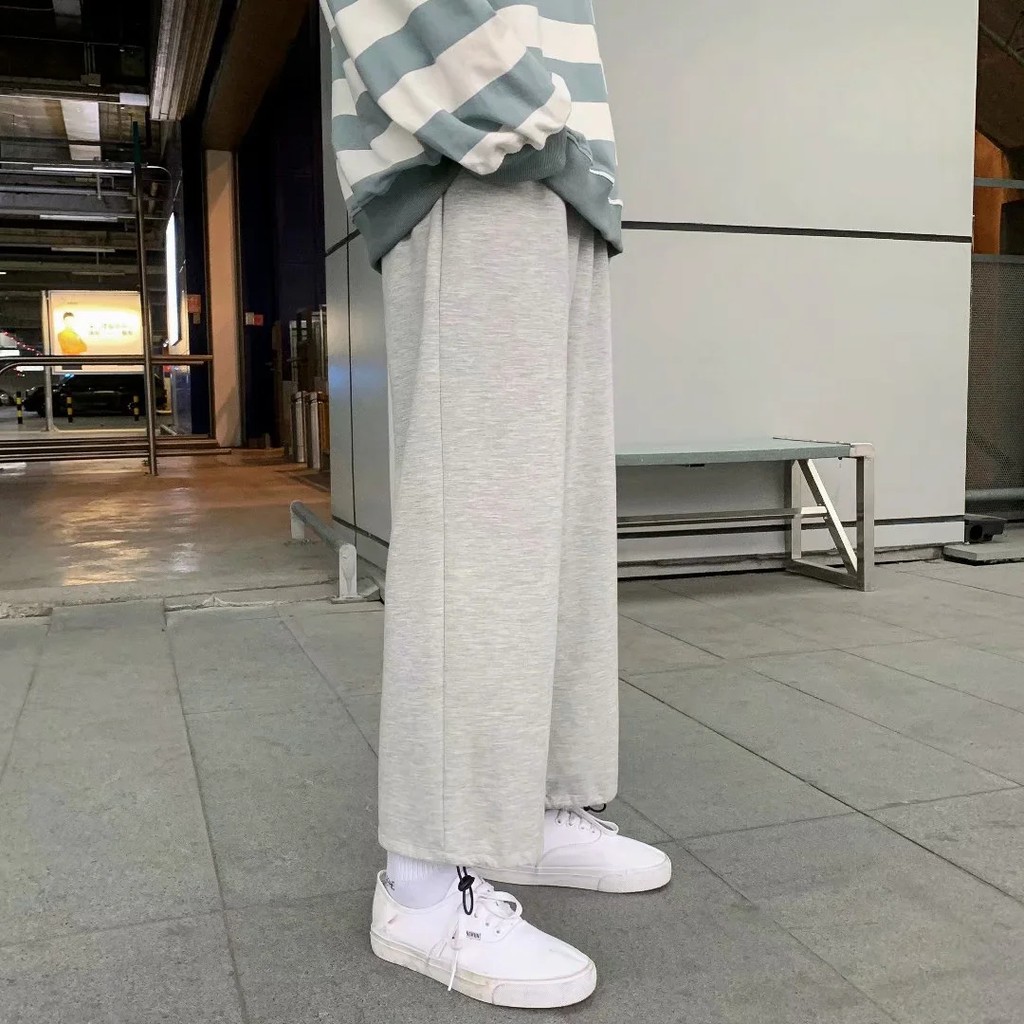 Quần vải mềm ống rộng màu trơn size M-2XL thời trang unisex phong cách Hàn Quốc năng động