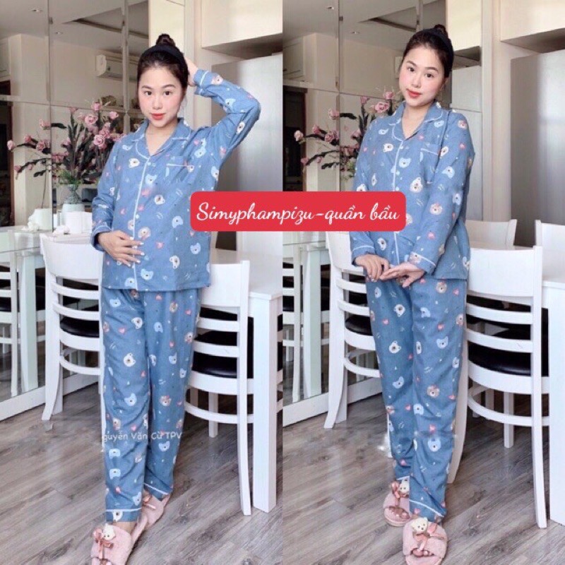 Đồ Bộ Bầu, Bộ Sau Sinh Pijama Mềm Đẹp Mới Nhất BPJM930, Hàng Chuẩn (Có khóa hoặc túi ngực như hình)