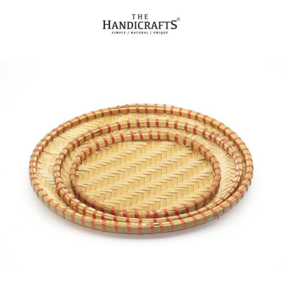 Mẹt tre viền đỏ, đựng món ăn Việt, đan thủ công (D:15,18,20,25,30,35,40,45,50cm) | Dili Home