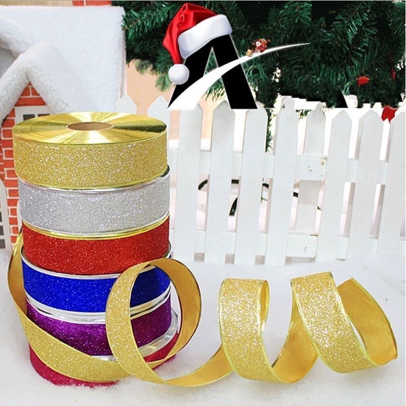 Cuộn Dây Ruy Băng Kim Tuyến Màu Vàng / Bạc Dài 2M Dùng Trang Trí Giáng Sinh