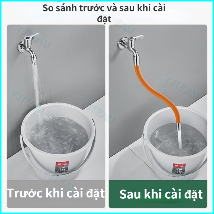 Ống nối dài vòi nước, đầu nối dài vòi nước rửa tay bát chén 20/30/50cm xoay 360/720 độ uốn cong tiện lợi