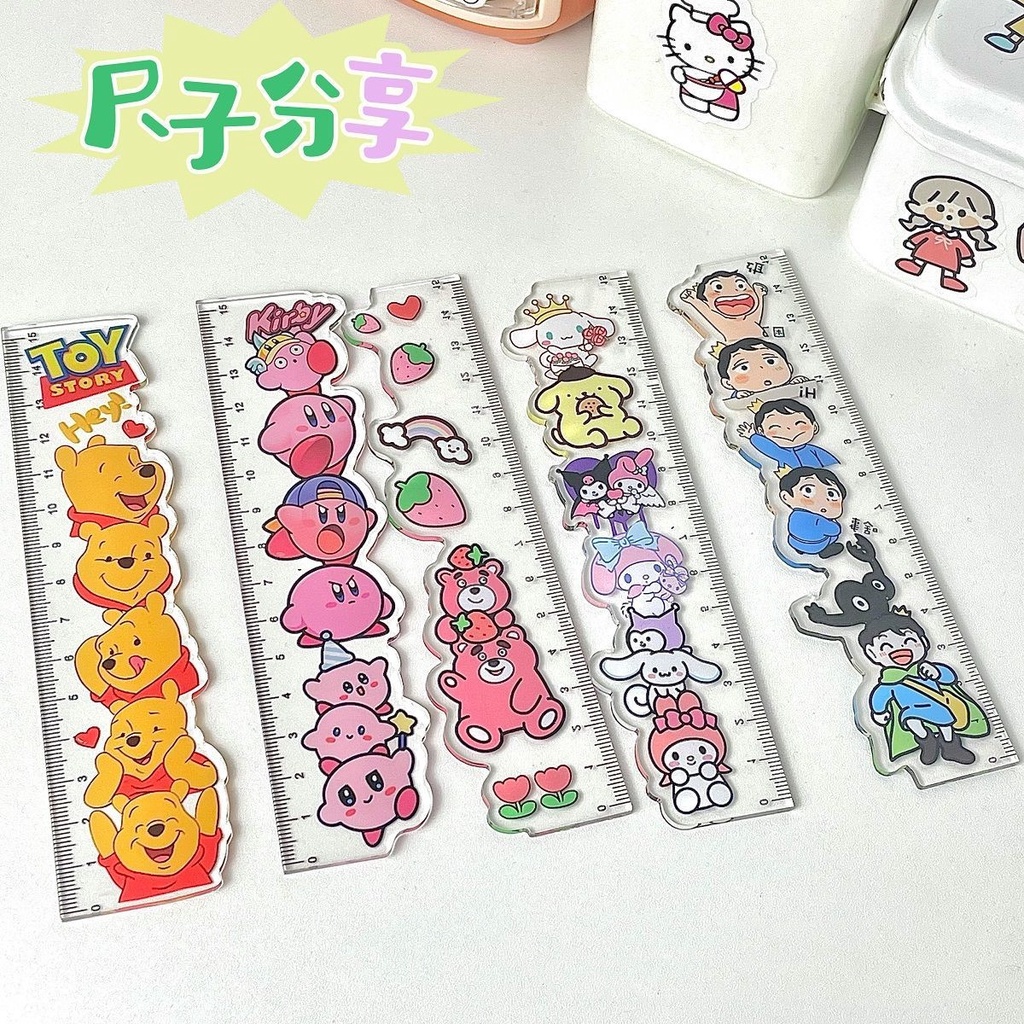Thước Đo Bằng Acrylic Trong Suốt Họa Tiết Mèo Hello Kitty Phong Cách Nhật Bản