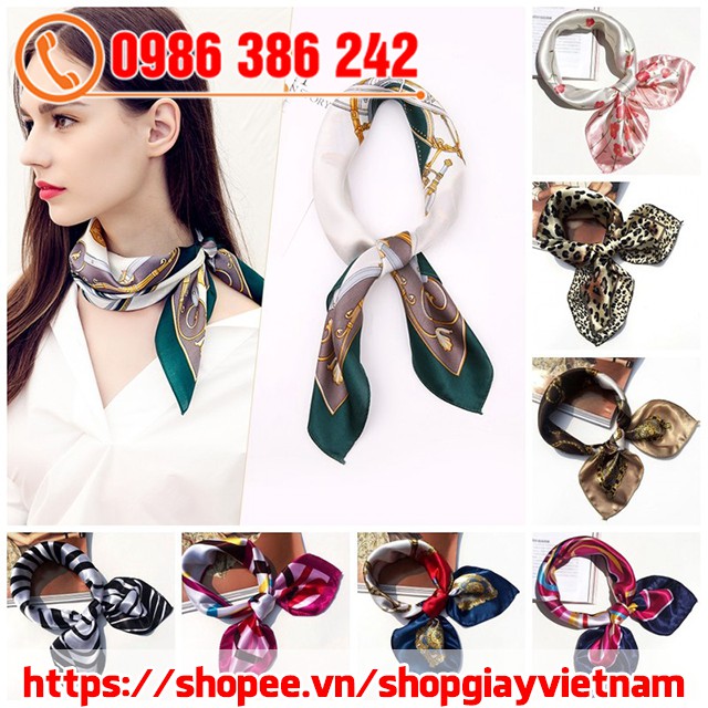Khăn Lụa Satin Vuông - Khăn Turban Bandana Quàng Cổ 50x50 cm Flash Sale