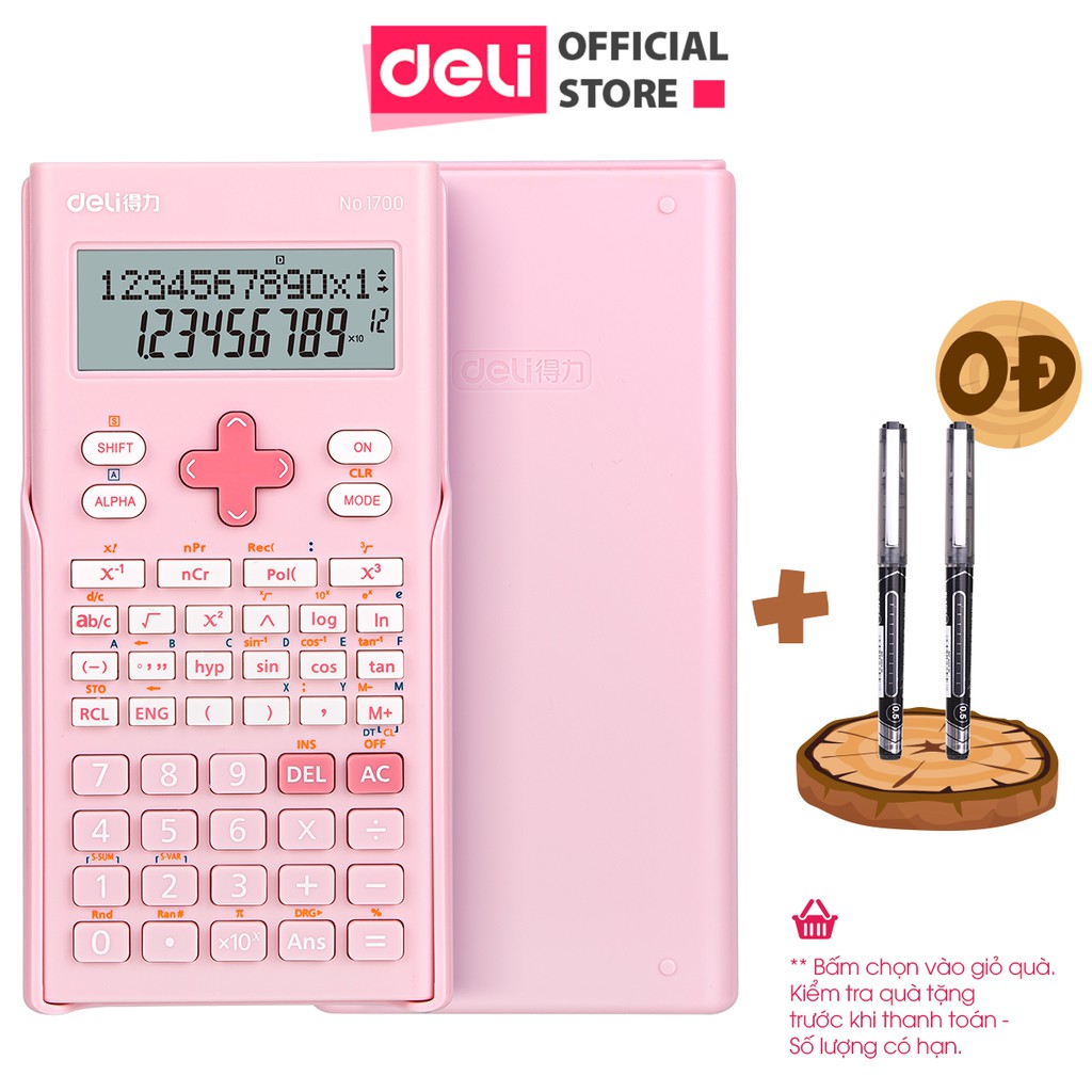 Máy tính kỹ thuật học sinh Deli -Xanh/ Hồng/ Trắng - 1700