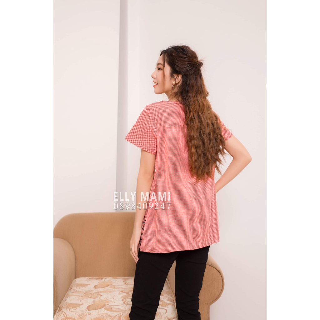 ( 40kg - 65kg ) Set Áo Bầu , Bigsize Sau Sinh Kẻ Thêu Hoa Mặc Thoải Mái Suốt Thai Kì &amp; Sau Sinh Thiết Kế Cao Cấp