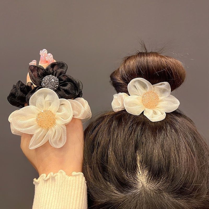 Dây buộc tóc đuôi ngựa dạng lưới mặt hoa hướng dương phụ kiện tóc siêu cổ tích phong cách Hàn Quốc dành cho nữ