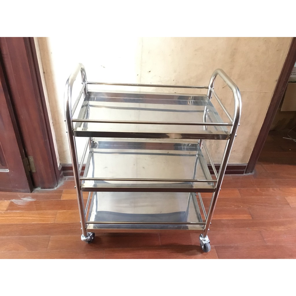 (Tbyt Hào Anh)Xe đẩy 3 tầng inox201 dùng cho bệnh viện , spa , phòng khám ( xe tiêm 3 tầng)