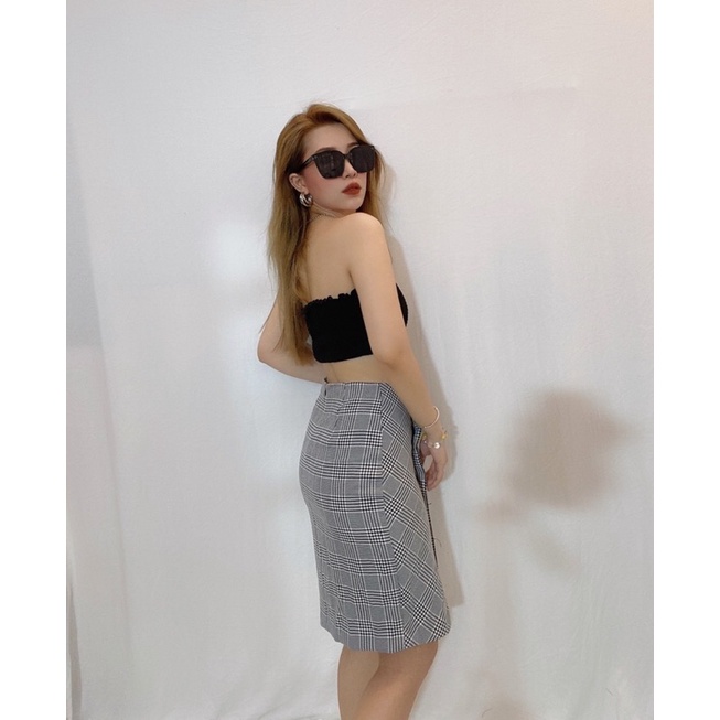 Chân Váy G Caro 3 Nút Chất Vải Tây Đã Hủy Nhãn Chính+Nhãn Size - 3602