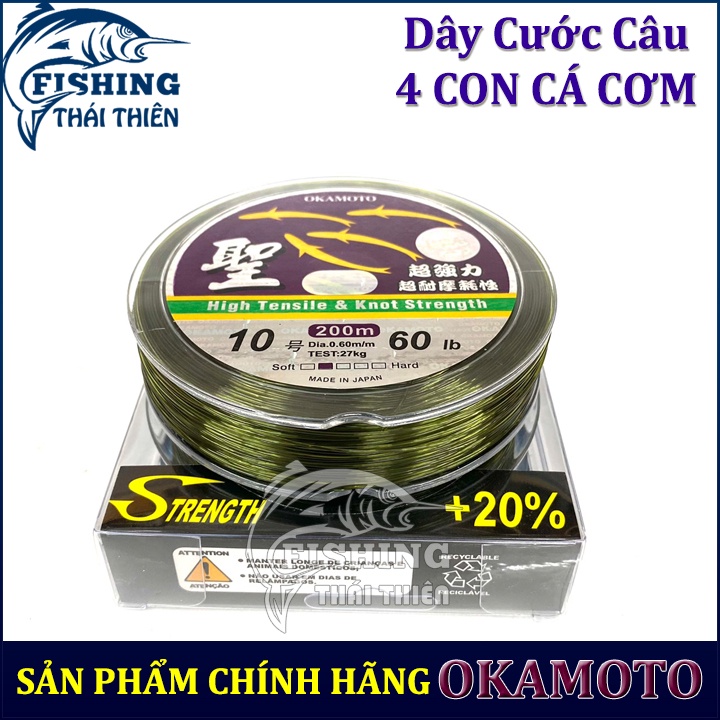 Dây Cước Câu 4 Con Cá Cơm Chính Hãng Okamoto Nhật Bản Cuộn 250m Made In Japan