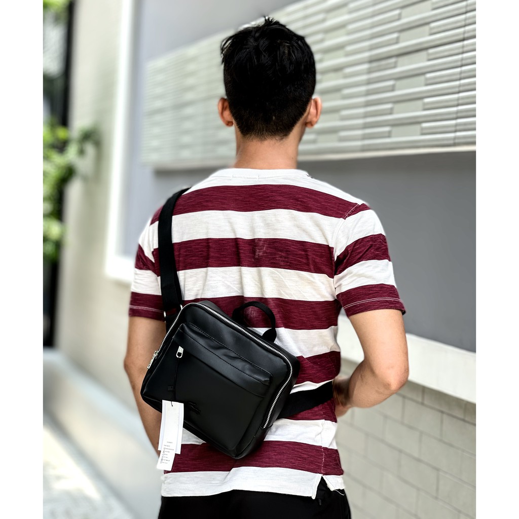 [BAO ĐỔI TRẢ] Túi chéo [LACOSTE] [FREESHIP] chất liệu da simili cty, nhiều ngăn tiện lợi