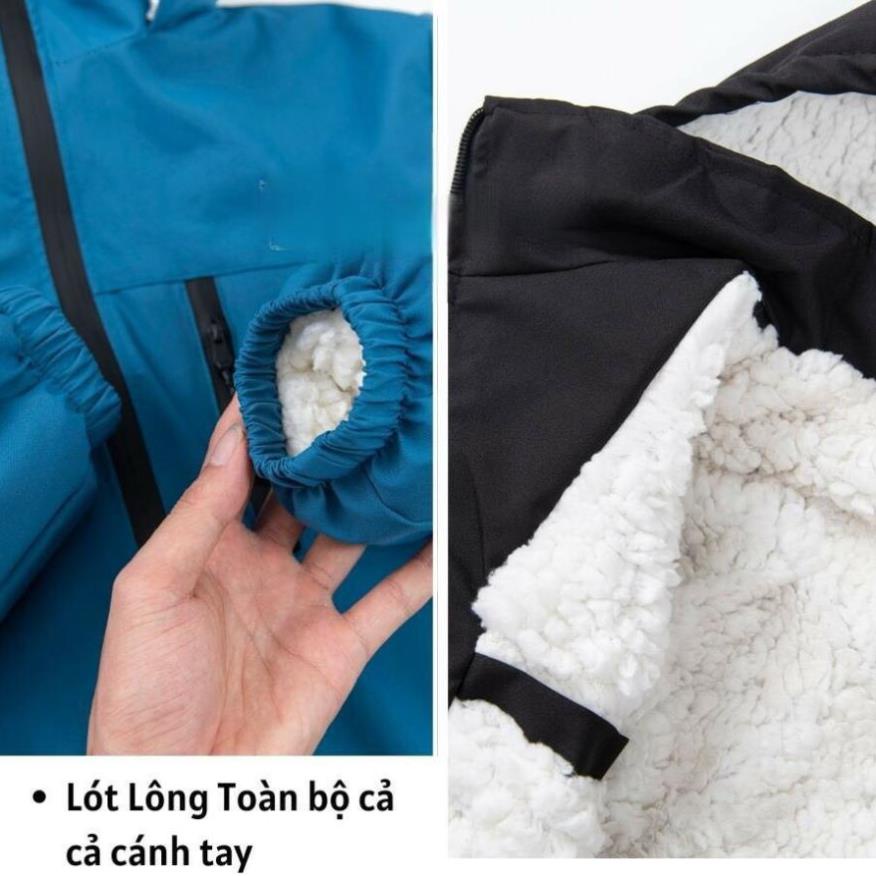 Áo khoác gió chống nước vải tráng bạc lót lông cừu siêu ấm , áo dù đôi nam nữ -gt3 HOT T2