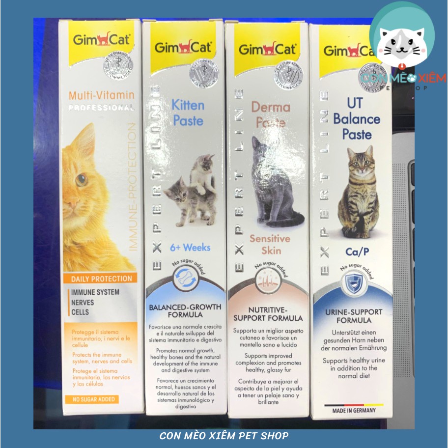 Gel dinh dưỡng cho mèo Gimcat 50g, hỗ trợ búi lông tiêu hóa tiết niệu viêm da mèo con Con Mèo Xiêm