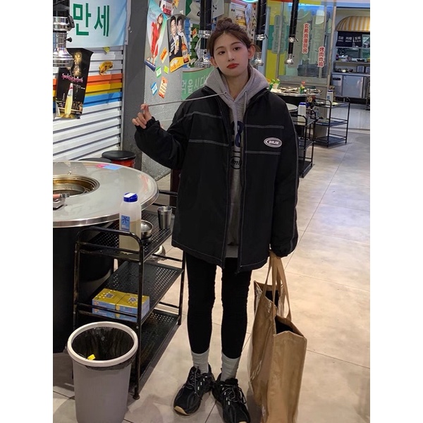 Áo khoác kaki chần phao thêu logo_có ảnh thật