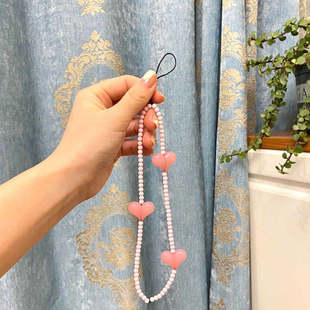 ☆YOLA☆ Acrylic Cellphone Straps Colorful Lanyard for Keys Mobile Phone Chain Summer Jewelry Universal Cord Boho Ornament Cartoon Phone Accessory Handmade Bead Lanyard