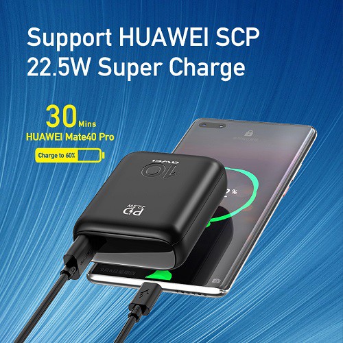 Awei P115K 9000mAh PD 22.5W Support Fast Charging Super Mini Powerbanks Portable Batteries