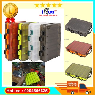 Hộp đựng mồi ilure 2 mặt đựng rộng (kt 20x17x5cm), 4 màu