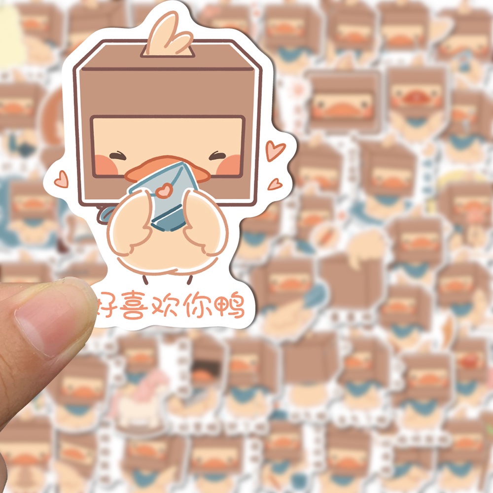 Bộ 50 Miếng Dán Trang Trí Laptop / Điện Thoại Hình Vịt Hoạt Hình Chống Thấm Nước