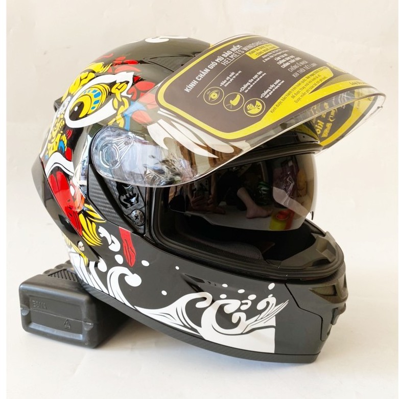 Mũ bảo hiểm fullface ROC ROYAL M137 2 kính tem mới  bảo hành 12 tháng tặng balo dây rút