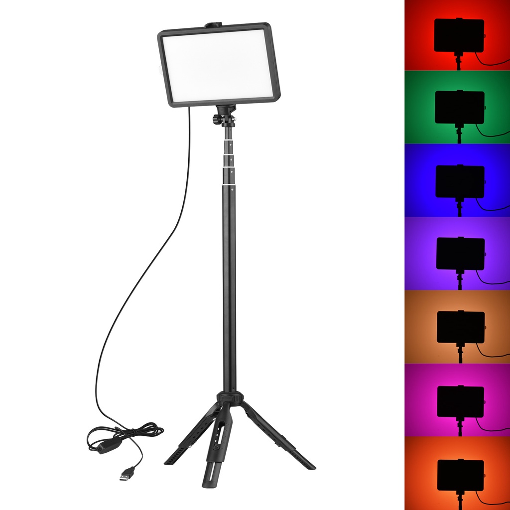 Andoer Bộ Đèn Led Rgb 1x7 Màu 3200k-5600k 10 Cấp Độ Sáng + 1 X Mở Rộng Max.148Cm / 58in Dùng Để Dạy Học Trực Tuyến