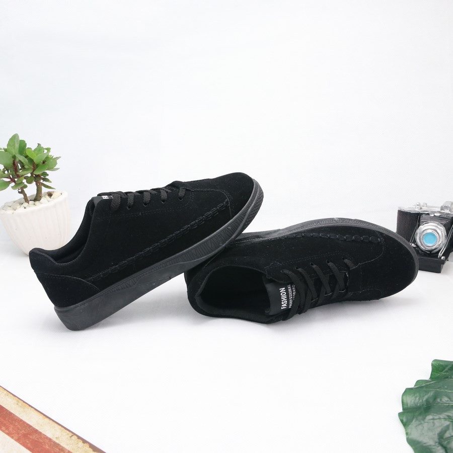 Giày sneaker nam full đen kiểu da lôn DD389 Shop ĐỊCH ĐỊCH