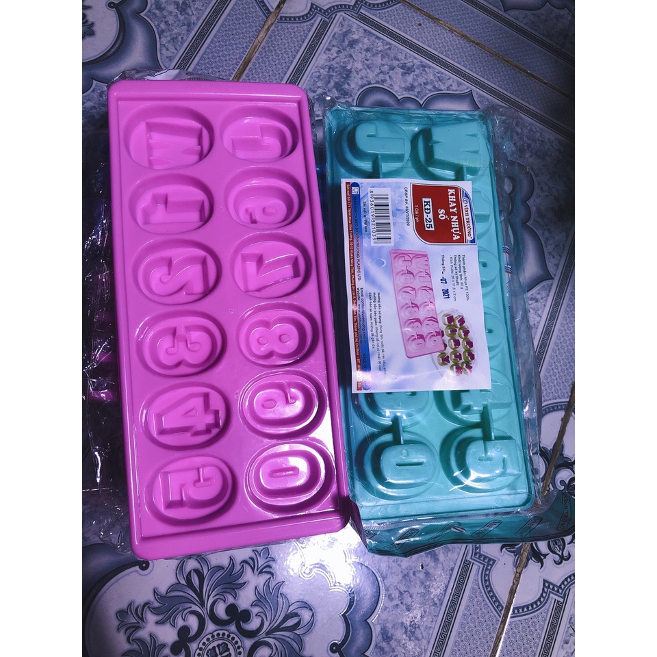 KHAY NHỰA 6 VIÊN IN SỐ LÀM ĐÁ LẠNH KHUÔN RAU CÂU VĨNH TRƯỜNG KD - 25