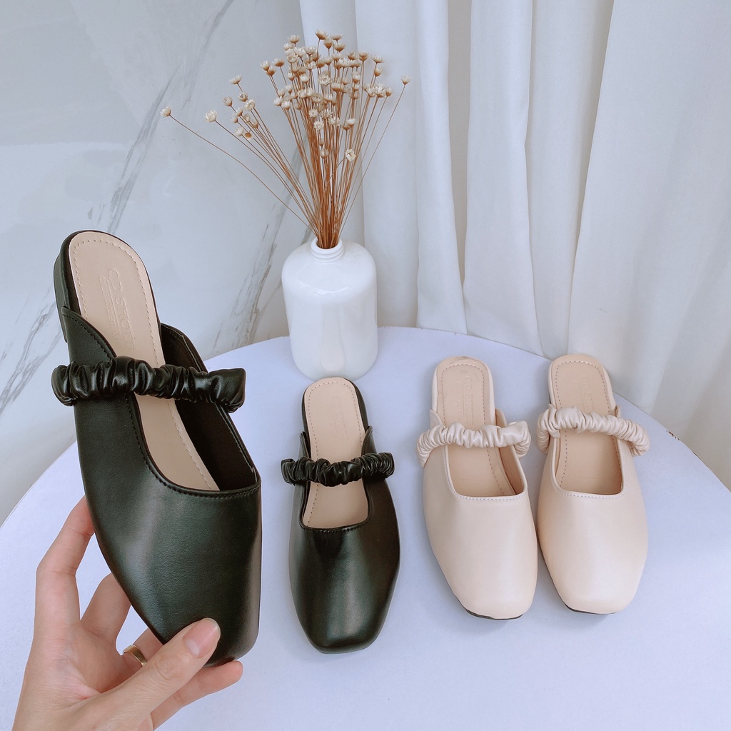 Tăng 1 size Giày Sục Giày Búp Bê Marry Jane Khoét Gót Quai Ngang Chun Giá Yêu G142