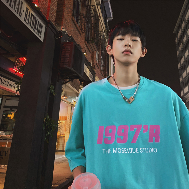 【4 Colors】M-5XL Oversized Tshirt Couple Shirts Korean Tops Harajuku Short-sleeved T-shirt Men's Summer Trend Five-sleeve Fashion Brand Ins Hong Kong Style Loose and Simple Half-sleeved Shirt